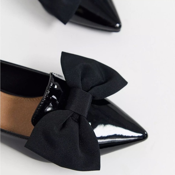 ASOS black patent lake bow pointed ballet flats - Picture 3 of 10